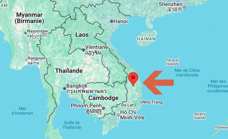 ou se trouve le vietnam sur la carte d'asie du sud est